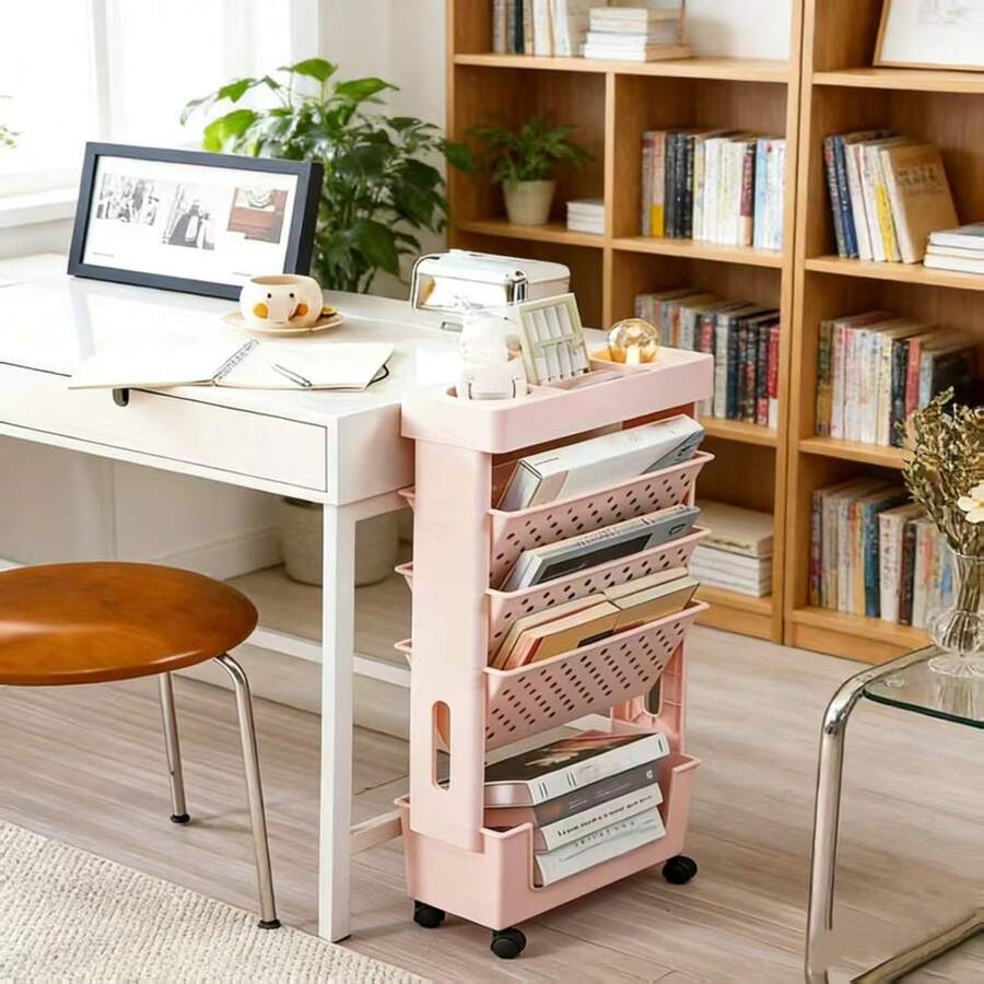 Book Cart Rolling - Carrito de almacenamiento rodante de 5