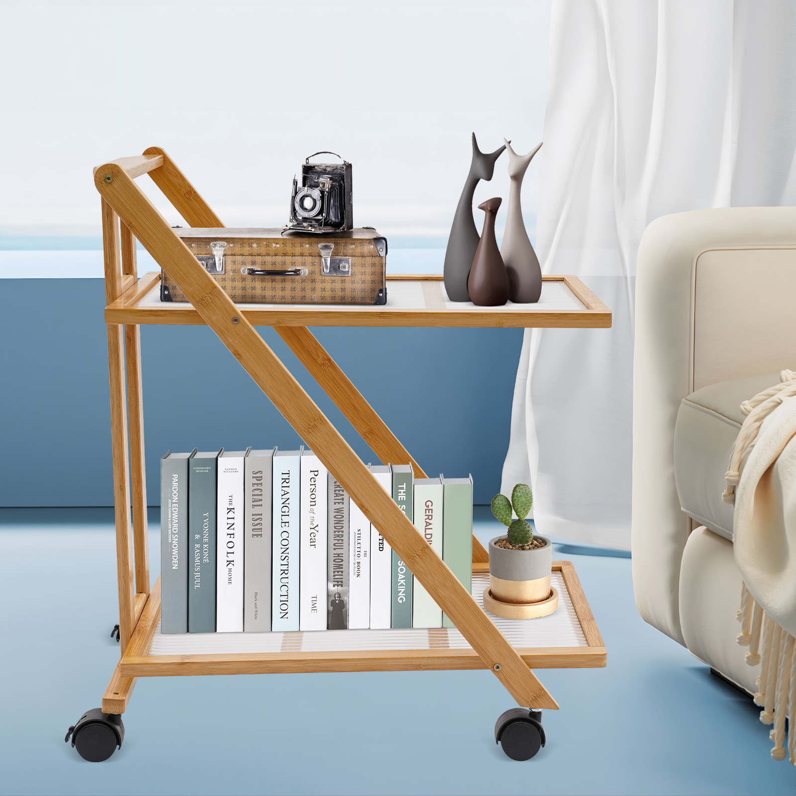 Carrito Rodante de 2 Niveles d - Book Cart Rolling reseña y precio