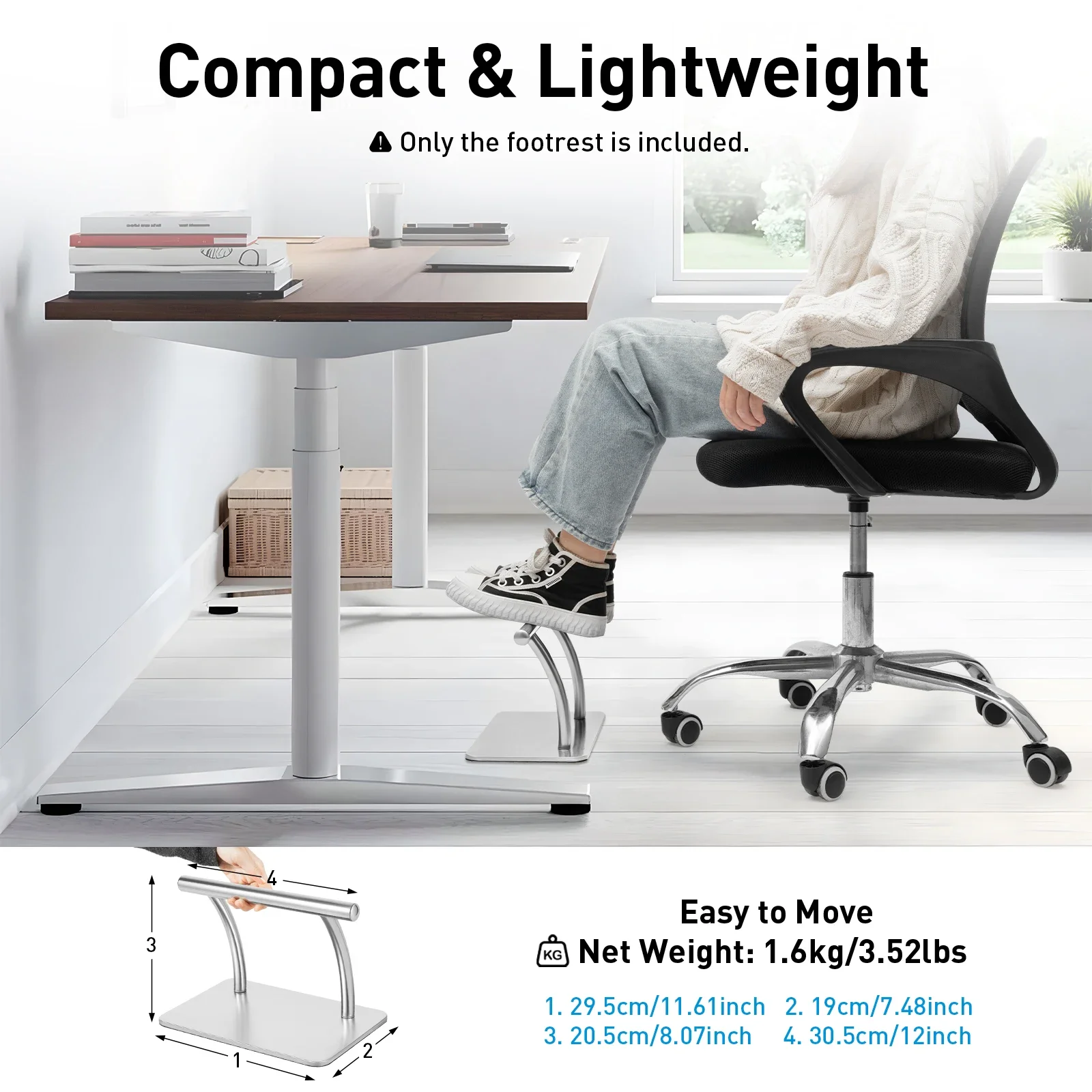 Reposapiés de acero inoxidable - Work Office Furniture reseña y precio